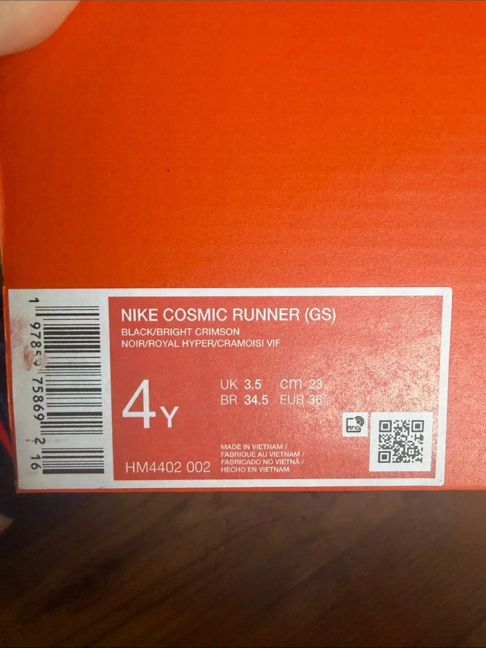 Nike Kids Cosmic Runners Blue and Black Sneakers with Red Swoosh (size 4)